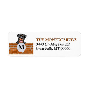 Brick Wall Monogram Rottweiler Return Address