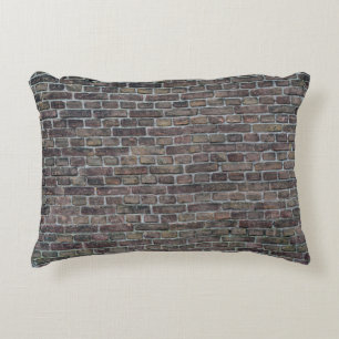 Brick wall old dark brick wall accent pillow