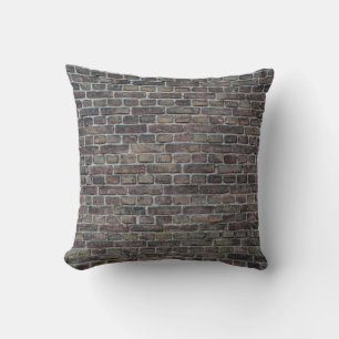 Brick wall old dark brick wall throw pillow