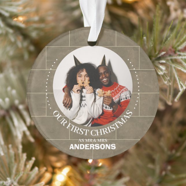 Brick Wall Our first Christmas Mr and Mrs married Ornament (Tree)