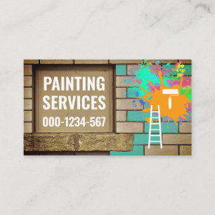 Brick Wall Paint Splatter Painter Business Card