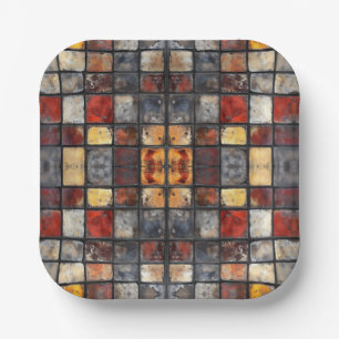 Brick wall paper plate