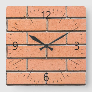 Brick wall pattern square wall clock