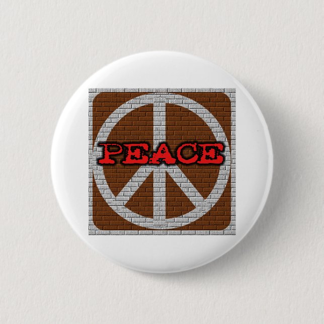 Brick Wall Peace 2 Inch Round Button (Front)