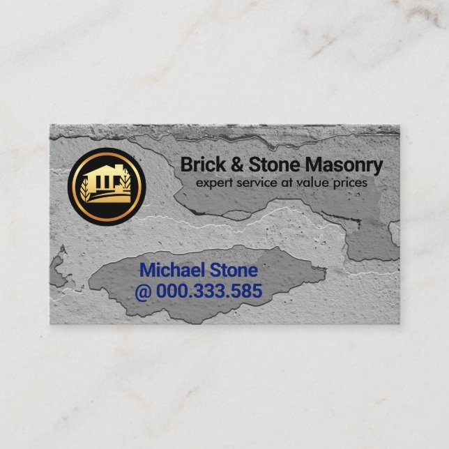 Brick Wall Peeling Plaster Builder Business Card (Front)