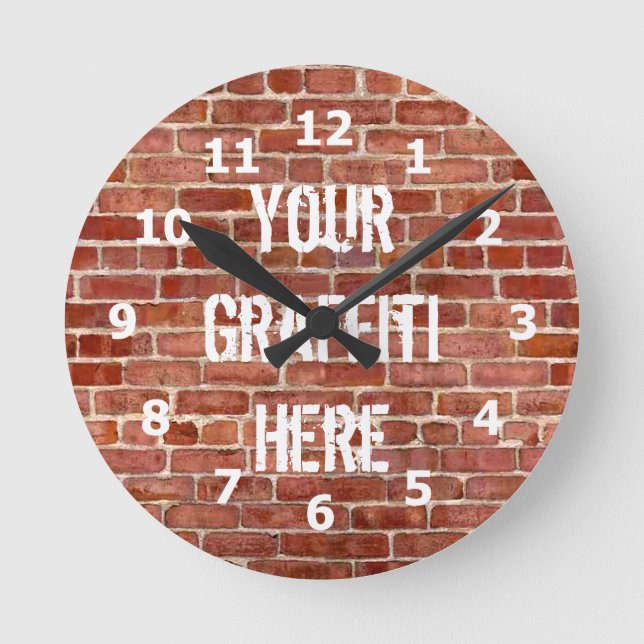 Brick Wall Personalized Graffiti Clock (Front)