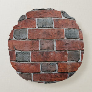 Brick wall round pillow