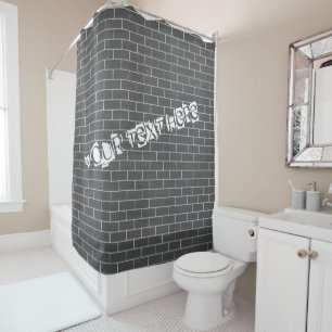 Brick Wall Shower Curtain with Custom Text