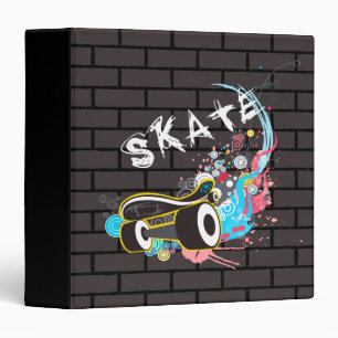 Brick Wall Skate Graffiti Logo With Board Binder