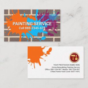Brick Wall Splattered Paint Painting Business Card