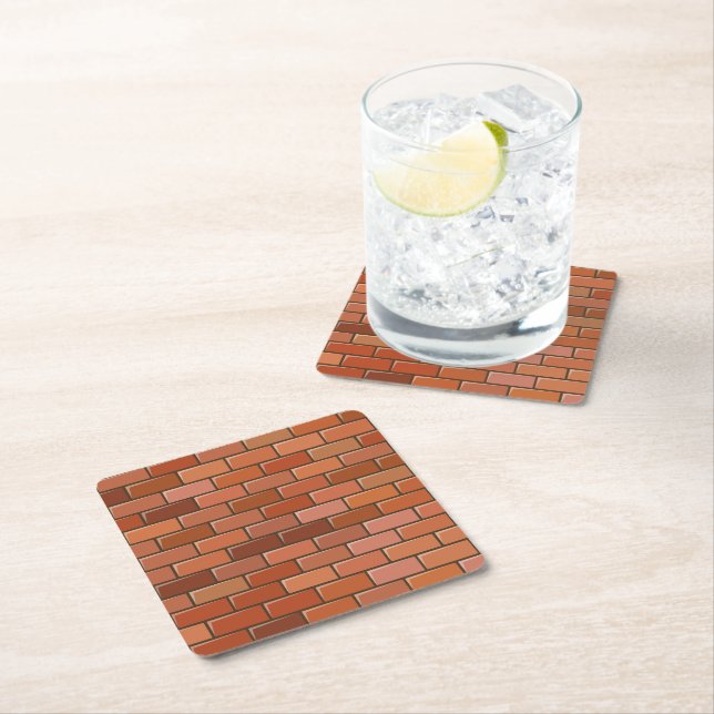 brick wall square paper coaster (Insitu)