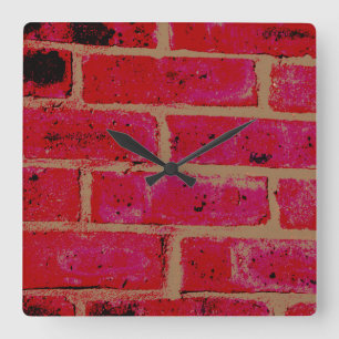 Brick wall square wall clock