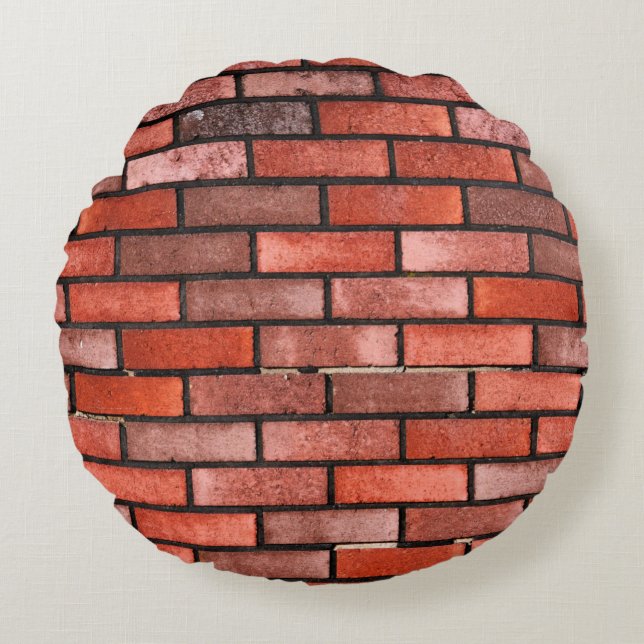 Brick wall with red brick, red brick background. b round pillow (Front)