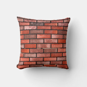 Brick wall with red brick, red brick background. b throw pillow