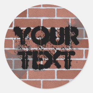 brick wall, YOUR TEXT Classic Round Sticker