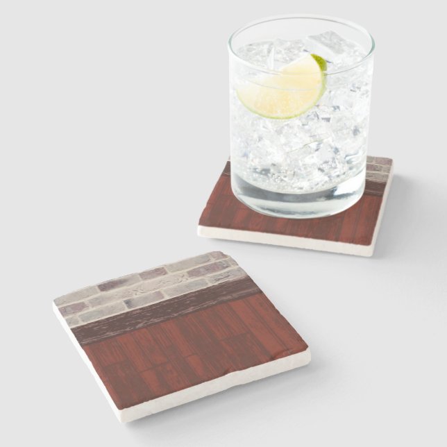 Brick & Wood Marble Stone Coaster (Side)