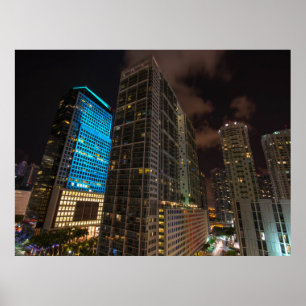 Brickell Ave Miami Florida Evening in the City Poster