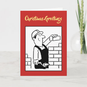 Bricklayer and House Builder Christmas Card