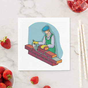 Bricklayer At Work Napkin