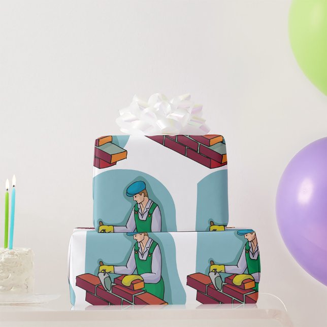 Bricklayer At Work Wrapping Paper (Creator Uploaded)
