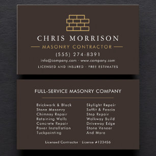 Bricklayer Brick Masonry Contractor Business Card