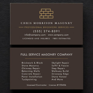 Bricklayer Brick Masonry Contractor Company Business Card