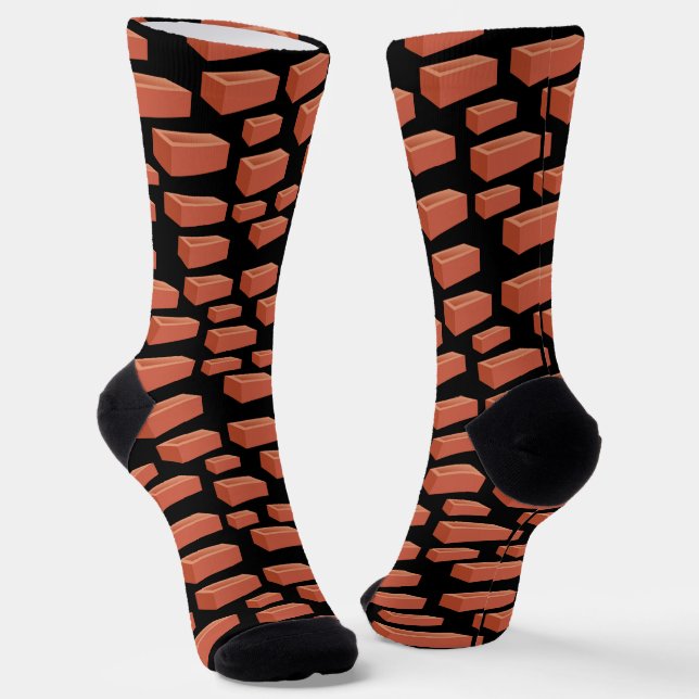 Bricklayer Construction Worker Bricks Patterned Socks (Angled)