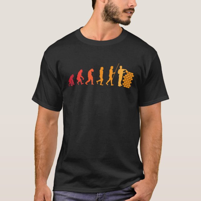 Bricklayer Evolution funny wall builder gift T-Shirt (Front)