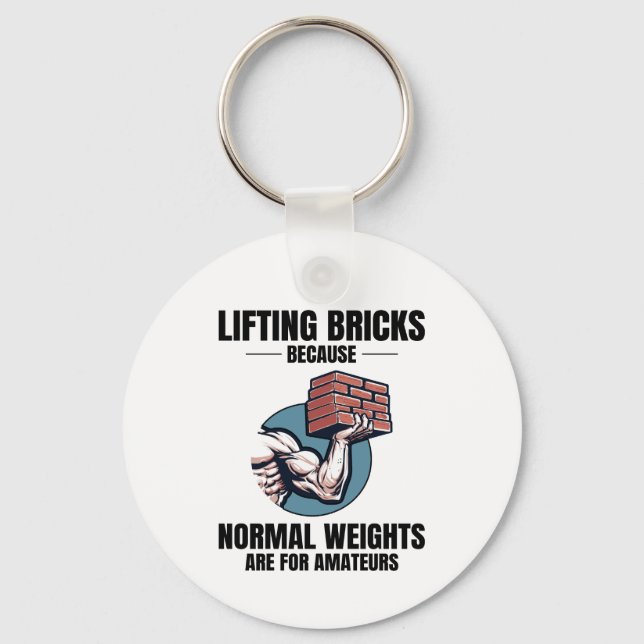 Bricklifting Humour: Beyond Ordinary Weights Brick Keychain (Front)