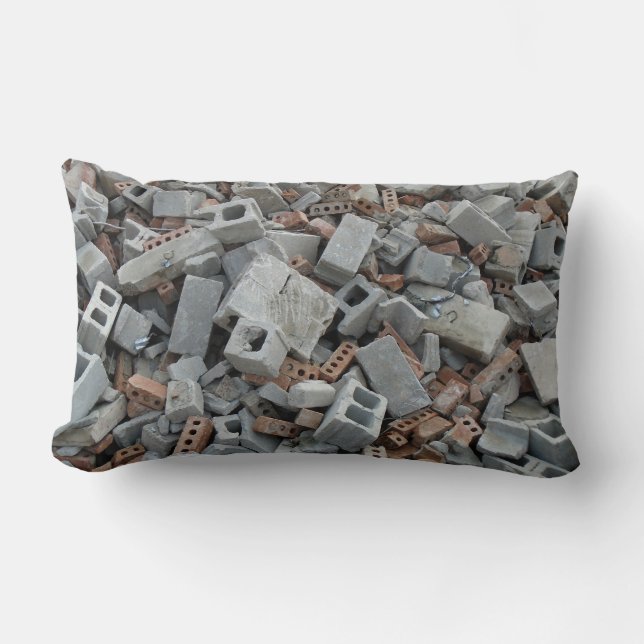 Bricks & Blocks Demolition Rubble Debris Lumbar Pillow (Front)