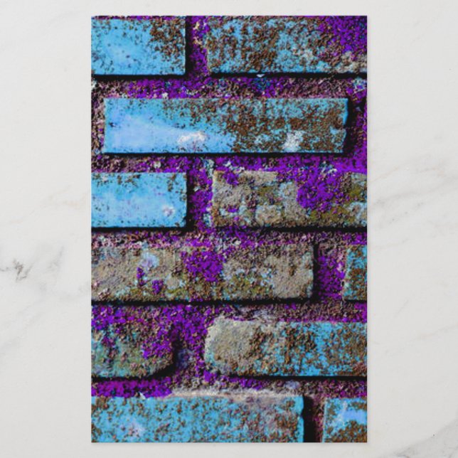 Bricks Blue and Purple Textured Stationery (Front)