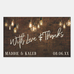 Bricks w/ Vintage Edison Lights With Love & Thanks Sticker