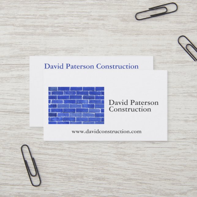 Bricks Wall Construction Carpenter Contractor logo Business Card (Front/Back In Situ)