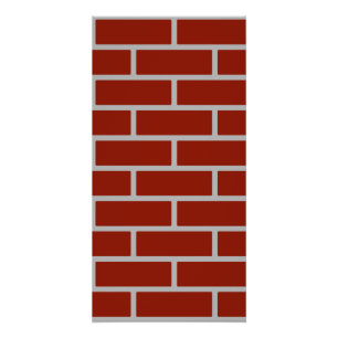 Bricks Wall Poster (Brick Red & Grey)