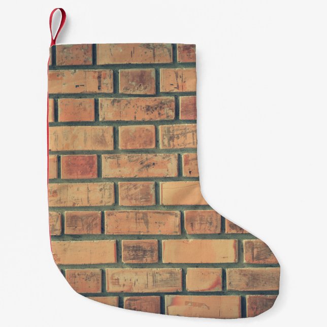 Bricks wall stone wall brick wall small christmas stocking (Front)