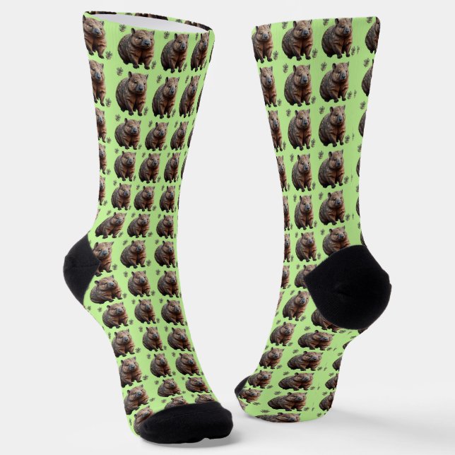 Brickwork Burrow: A Wombat's Green Canvas, Socks (Angled)
