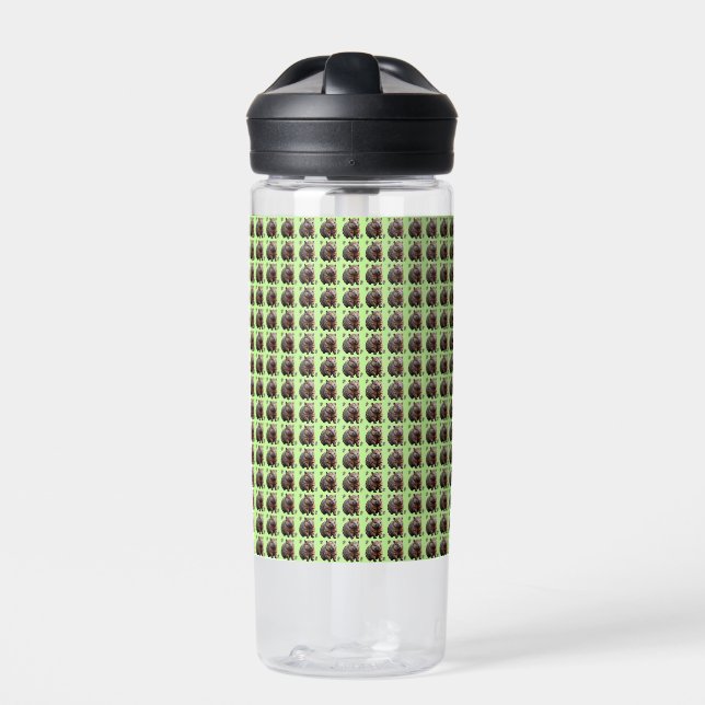 Brickwork Burrow: A Wombat's Green Canvas, Water Bottle (Front)