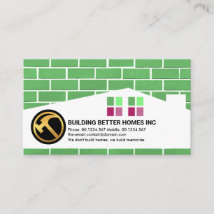 Brickwork Masonry Home Building Silhouette Roofer  Business Card