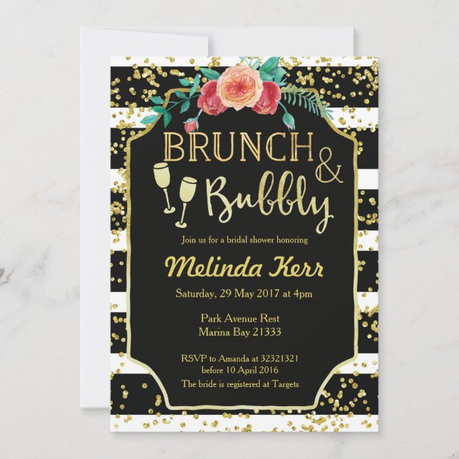 Bricolage noir & blanc et invitation Bubbly (Devant)