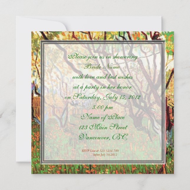 brida shower, Orchard in Blossom Vincent van Gogh Invitation (Front)