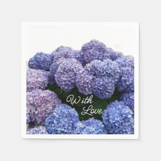 Bridal, Baby Shower Napkins Purple, Blue Hydrangea