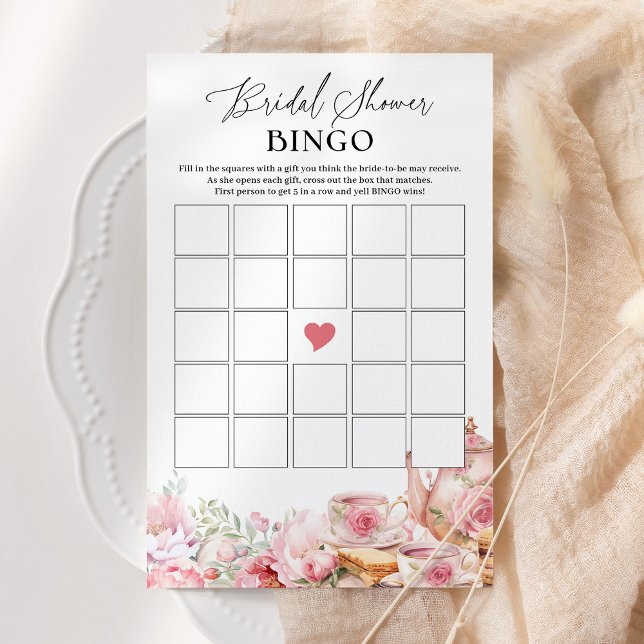 Bridal Bingo Blush Pink Floral Tea Shower Game (Creator Uploaded)