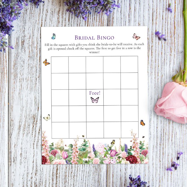 Bridal Bingo Floral Butterflies Bridal Shower Game (Creator Uploaded)