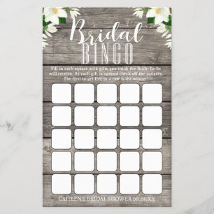 Bridal Bingo Magnolia Flower Rustic Shower Flyer