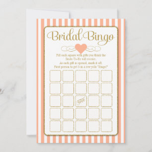 Bridal Bingo Peach Gold Bridal Shower Game Cards