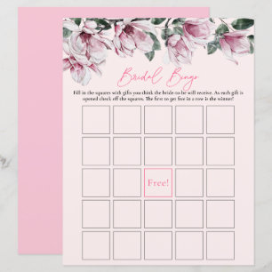 Bridal Bingo Pink Floral Bridal Shower Game