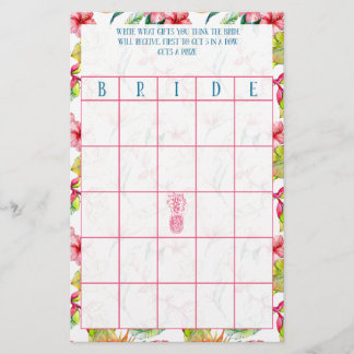 Bridal Bingo Tropical Bridal Shower Stationery