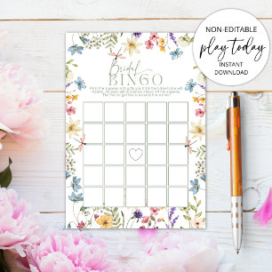  Bridal Bingo Wildflower Sage Bridal Shower Game  Invitation