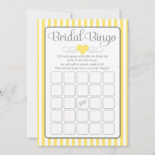 Bridal Bingo Yellow Grey Bridal Shower Game