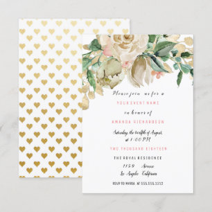 Bridal Birthday Party Rose Paint Floral Hearts Invitation